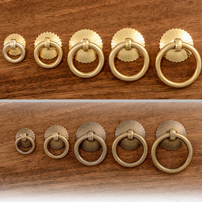 Furniture Hardware Latch - Vintage Brass Cabinet Ring Knobs Pulls