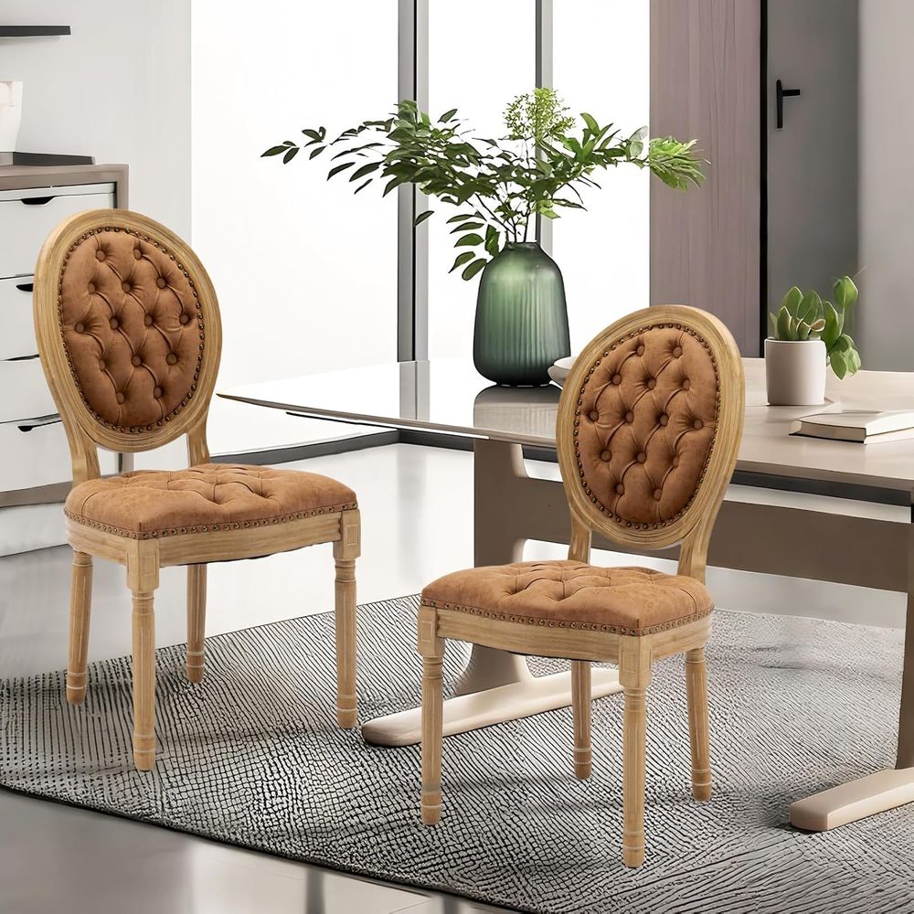 Furniture Leg Set - Orange Upholstered PU Leather Dining Chairs