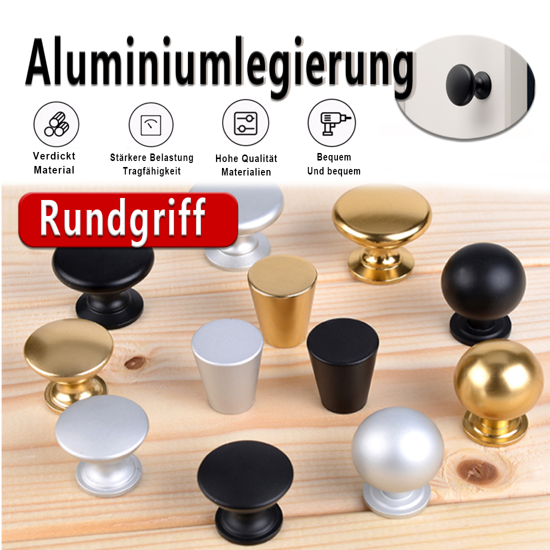 Furniture Hardware Latch - 5PCS Aluminum Kitchen Cupboard Round Shape
