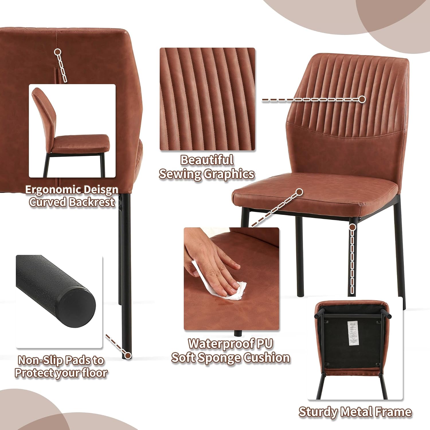 PU Leather Dining Chairs Set o - Furniture Leg Set reseña y precio