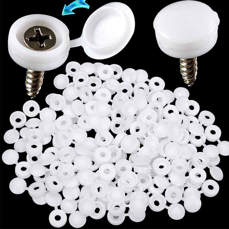 White Hinged Plastic Screw Cap - Furniture Hardware Decorative reseña y precio