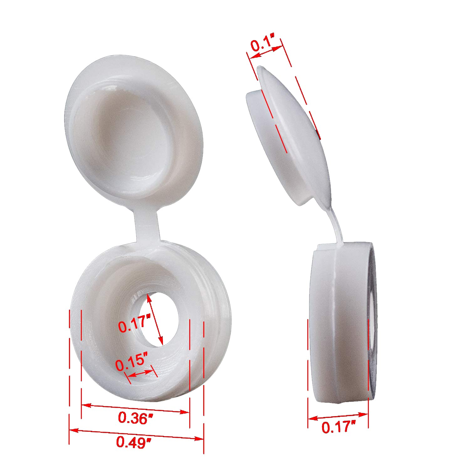 White Hinged Plastic Screw Cap - Furniture Hardware Decorative reseña y precio