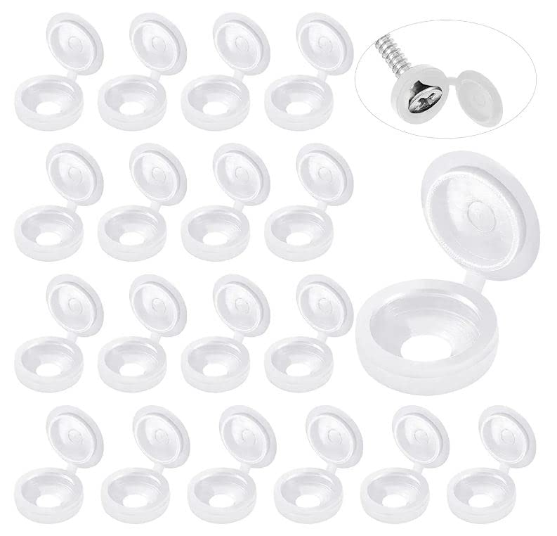 White Hinged Plastic Screw Cap - Furniture Hardware Decorative reseña y precio