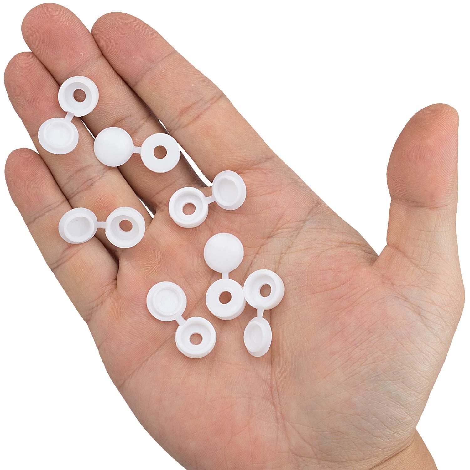 White Hinged Plastic Screw Cap - Furniture Hardware Decorative reseña y precio