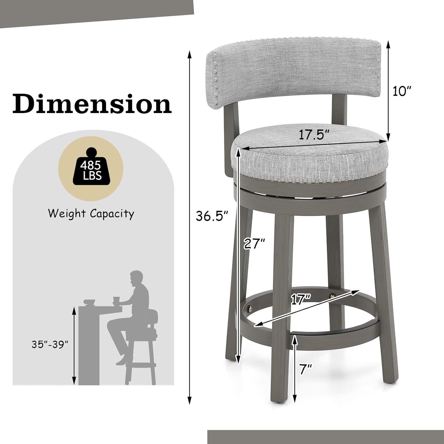 Bar Stool Set of 2, 27-inch 36 - Furniture Leg Set reseña y precio